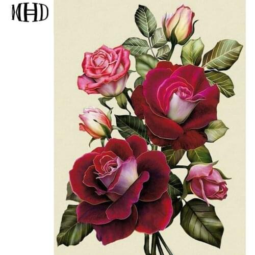 MHD DIY Diamond Embroidery Full Round Flower Rhinestone Diamond Cross Stitch Diamond Painting Crystal Mosaic Needlework