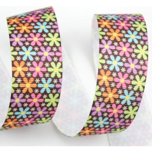 Cartoon flowers printed grosgrain ribbon 16-75mm DIY handmade materials hair accessories wedding gift wrap tape ribbons