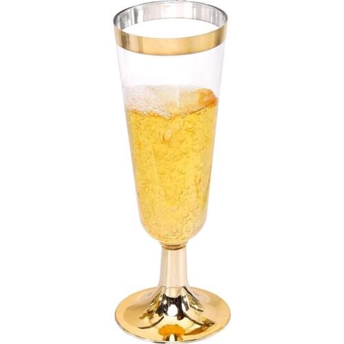 6-Piece Disposable Tableware Set 5oz 150ml Plastic Disposable Champagne Dessert Cups Suitable for Celebrating Weddings Parties