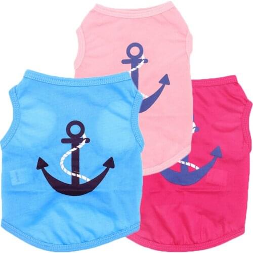 Dog Clothes Polyester Multicolor Anchor Print Cat Puppy Color Vest Small Pet Spring and Summer