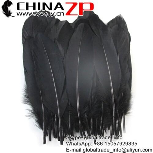 Made in CHINAZP Factory 100pieces/lot Good Quality Dyed Black Goose Satinettes Loose Feathers