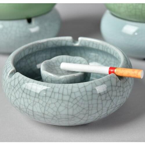 Ge Kiln Gracked Glaze Ashtray Creative Personality Windproof Ceramic Ashtray Home Living Room Office European Style Ashtray