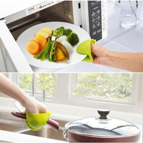 Food Grade Silicone Anti-scalding Oven Gloves Mitts Potholder Kitchen BBQ Gloves Heat-Resistant Tray Pot Dish Bowl Holder Clips
