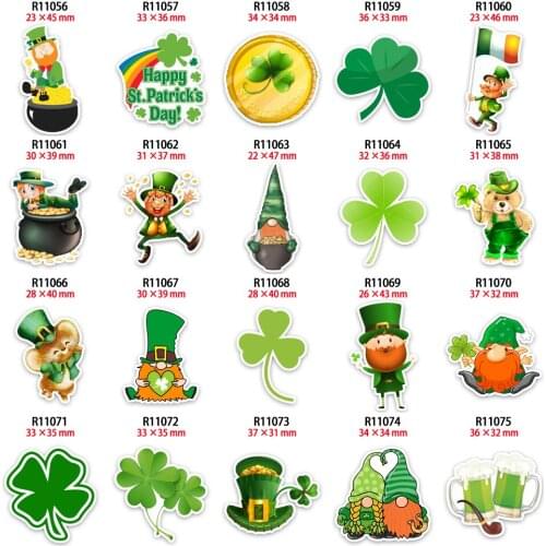 St. Patricks Day Resin Planar Clover Cabochon Printed 10pcs/lot for Earring Keychains Hair Bow