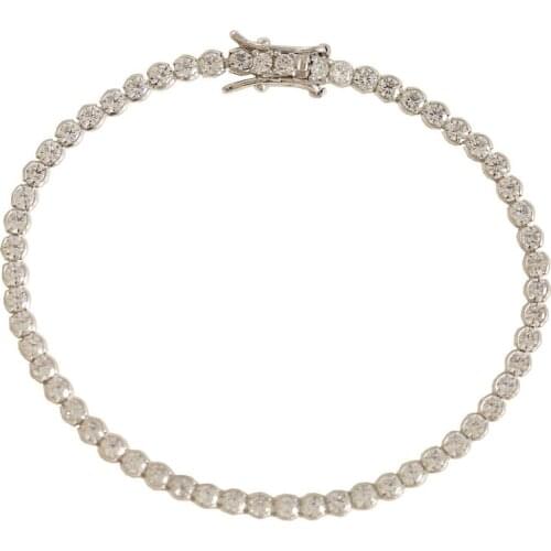 Platinum Plated 925 sterling Silver Created Round Gemstone Diamond Tennis Bracelet for Women Wedding Fine Jewelry Wholesale