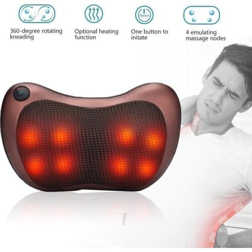 8 Head Vehicle-mounted Shoulder Neck Waist Back Cervical Massager Whole Body Heating Shiatsu kneading Massage Pillow