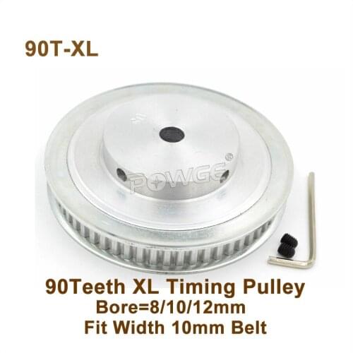 POWGE 90 Teeth XL Timing Pulley Bore 8/10/12mm Fit W=10mm XL Synchronous Belt 90T 90Teeth XL Pulley