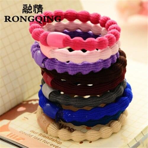 RONGQING 50pcs/lot Color Mixed Batch Jewelry Elastic Hair Bands for Women Wholesale