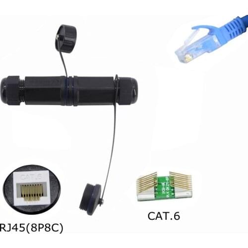 Waterproof Connector IP68 RJ45 Network Cable M25 Double Head Outdoor No Shielded CAT5E CAT6 CAT6E Water Proof Cover with 2 Lid