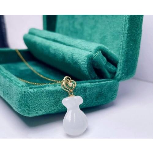 SHILOVEM 18k yellow gold natural white Jasper pendants Gift fine Jewelry plant wedding no necklace 12*16mm mymz1216551hby