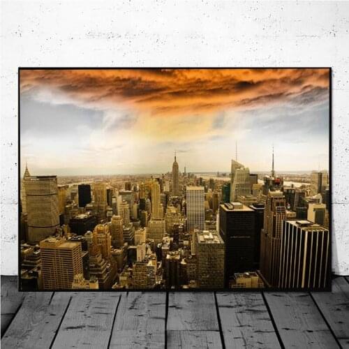 Modern New York City Sunset View Manhattan Landscape Canvas Paintings Posters and Prints Wall Art Picture Home Decoration