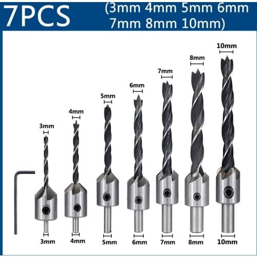 3mm-6mm hcs counter sink drill reamer drill set wood chamfer counter hole drill plyot cutter hole drill