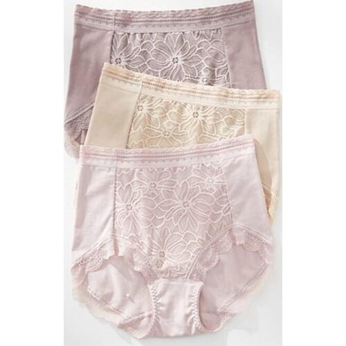 Womens 4PCS Underwear High-Waist Cotton Crotch Comfortable Modal Combed Cotton Breathable Loose Sexy Lace Seamless Panties 2020