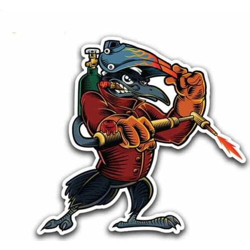 JuYouHui Exterior Accessories Decal Interesting Welder Helmet Bird Car Stickers Motorcycle Vinyl Decals Waterproof PVC 13cm