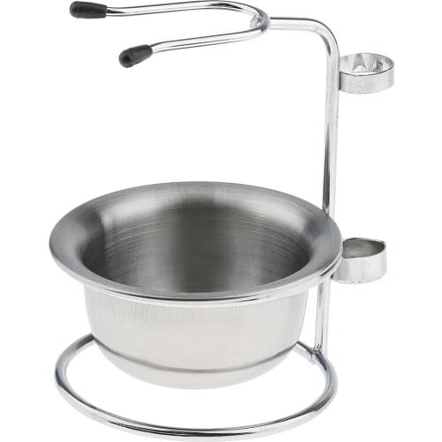 Weighted Base Removable Alloy Silver Mens Shaving Brush Straight Holder Stand Soap Bowl Double Edge