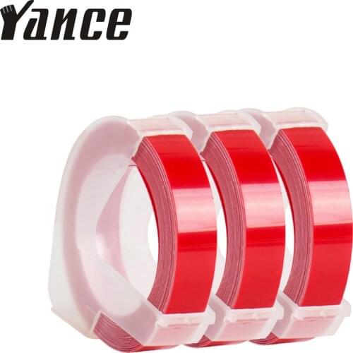Yance 3pcs red 9MM 6MM 12MM 3D Embossing Tape for Dymo Embossing Label Maker PVC label Dymo Tape for Motex E101