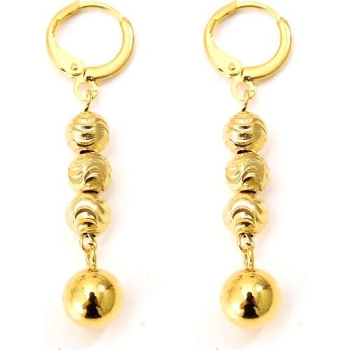 Gold Color Jewelry Fashion Cute beads ball drop Earrings Christmas Gift For Girls Kids Lady wedding bridal party jewelry