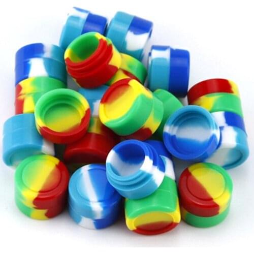 1pc 2ml Mini Silicone Container Wax Jars Dab Bottle Wax Container Round Non-stick Silicone Cigarette Box Color Random