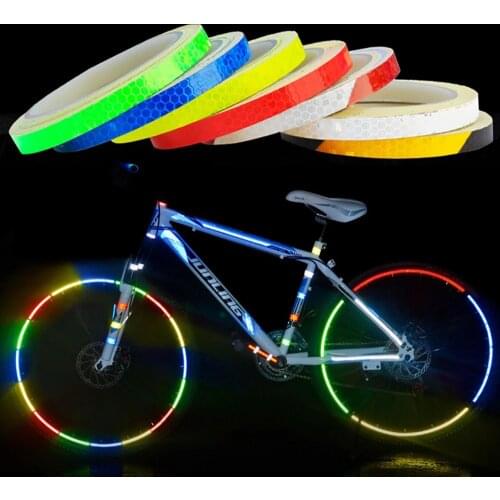 1cmx8m Bike Reflective Stickers Cycling Fluorescent Reflective Tape MTB Bicycle Adhesive Tape Safety Decor Sticker Accessories