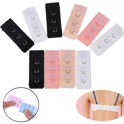 5pcs/10pcs Ladies 3 Rows 2 Hooks Or 1 Rows 3 Hooks Bra Extender Nylon Clasp Extension Elastic On Strap Soft Bra Band