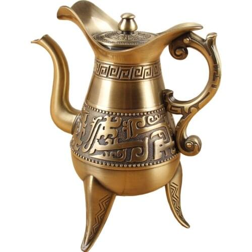 Chinese Style Antique Hip Flask Metal Handmade High End Bronze Jug Ornaments Wine Warmer Pulsera Alcohol Kitchen Supplies EF50HF