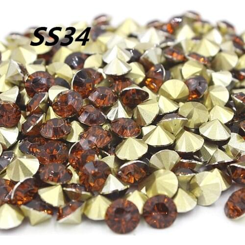 Free shipping New SS34 7mm 72pcs Brown Resin rhinestones Pointback,Pointed back Resin Stones for DIY Decoration
