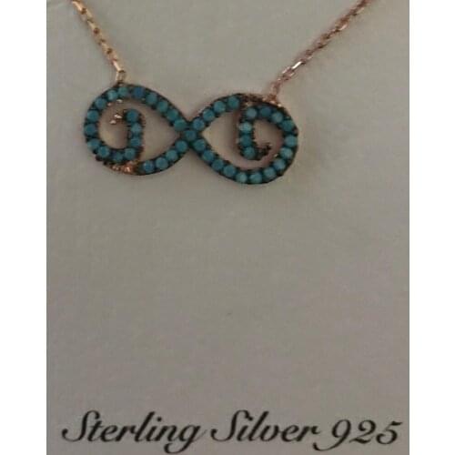 ENDLESS SIGN ELEGANT ELEGANT NECKLACE WITH TURQUOISE STONE STARLING SILVER 925