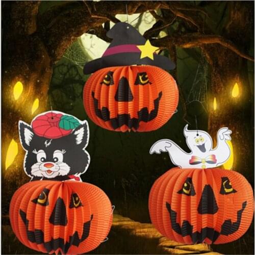 Halloween Props Paper Cute Black Cat Pumpkin Wedding Birthday Party Decoration Pouch Holder Cartoon Lampion Paper Lantern
