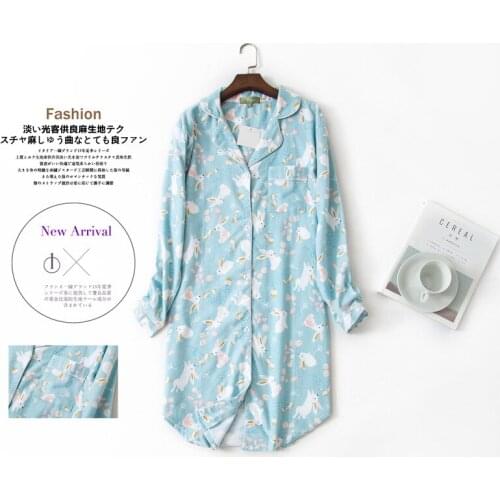 Long Nightgowns Slumber Skirt Plus Size Nightdress Long Sleeved 100% Cotton Sleepshirts Ladies Women Sleepwear Femme Dress