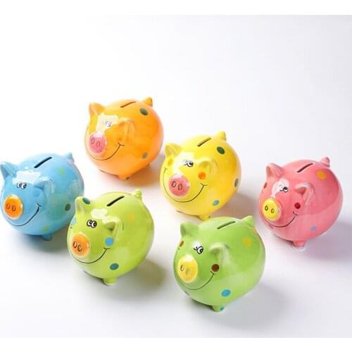 Home Decor Nordic Ins Creative Lucky Pig Ceramic Piggy Bank Save Container Desktop Money Box Ornament Kids Birthday Craft Gift