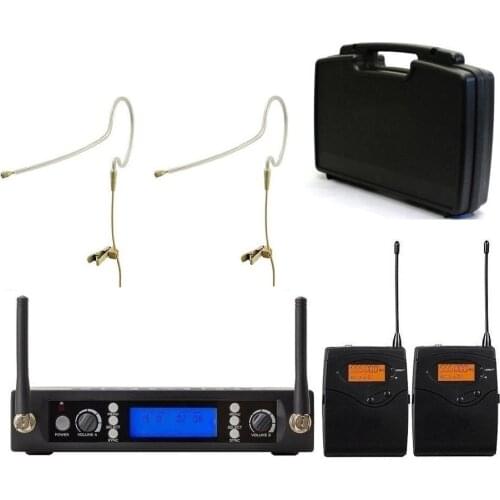 Dual Single Headset UHF Frequencies Dynamic 2 channels Wireless Microphone for Karaoke System