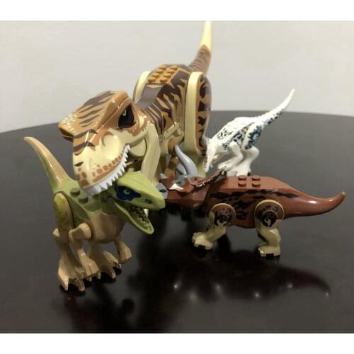 New 4pcs1set Jurassic Dinosaurs Figures Bricks Tyrannosaurus Indominus Rex I-Rex Assemble Building Blocks Kid Toy Dinosuar world