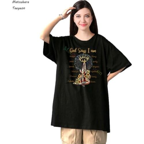 God Sad I Am Letter T-shirt Summer Oversized T Shirt Cotton Loose Streetwear Fashion Short Sleeve Harajuku Tops for Women