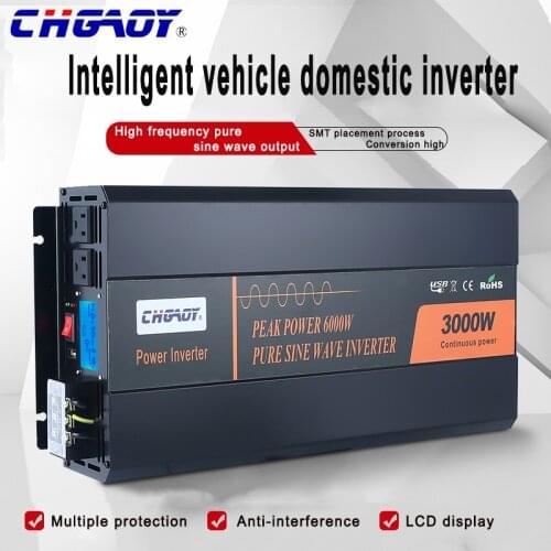 CHGAOY 3000watt Pure Sine Wave Inverter 12V DC to 120V AC 60HZ with LED Display Car Inverter Generator