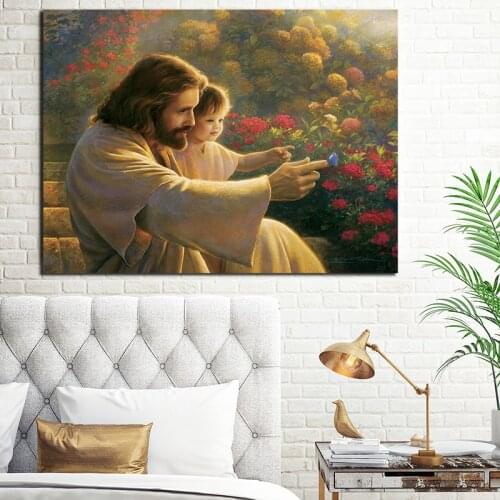 Christ With Baby Smiling Jesus Canvas Prints Picture Modular Paintings for Living Room Poster on The Wall Home Decoration