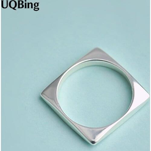 INS Design 925 Sterling Silver Square Round Shape Rings For Women Party Jewelry
