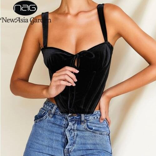 Sexy Crop Tank Top Women Fashion Party y2k Clothes 2021 New Velour Corset Tops to Wear out Lace up Cut out Boning Ruched