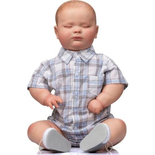 NPK 60CM Reborn Sleeping Joseph Toddler Size Cute Fat Baby Boy Doll Top Quliaty Hand-made Doll with 3D Look Visible Veins