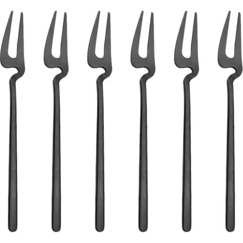 6Pcs/Set Black Fork Set Tea Cake Snack Fork Dinnerware Cutlery Matte Stainless Steel Tableware Dessert Fruit Fork Flatware Set
