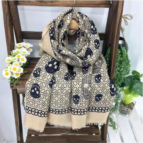 2016 Newest Women Skull Geometry Printed Scarf Fringe Cotton Voile Scarf Wholesale 10pcs/lot