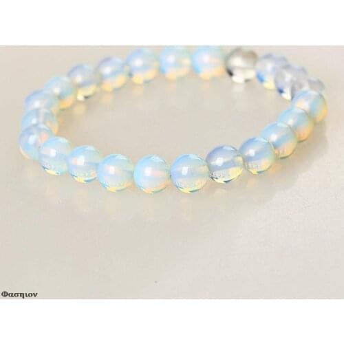 New 8mm Round Crystal Moonstone Natural Stone Stretched Beaded Bracelet for Women