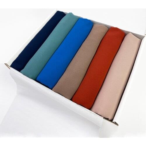 Hot Muslim Chiffon Hijab Scarf Women Solid Color Shawl Head Wrap Islamic Hijabs Headscarf Customize Gift Box Foulard Femme