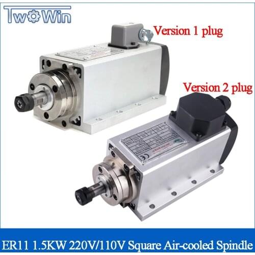 1.5kw Air-cooled Square Spindle Motor 110V/220V 24000rpm ER11 Runout-off 0.01mm Ceramic Bearing Air Cooling Spindle For CNC