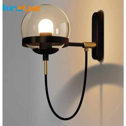 Retro Lamp Wall Sconce Modern Wall Light Glass Ball Dining Bedroom E27 Wall Lamp Restaurant Aisle Corridor Pub Cafe Wall Lights