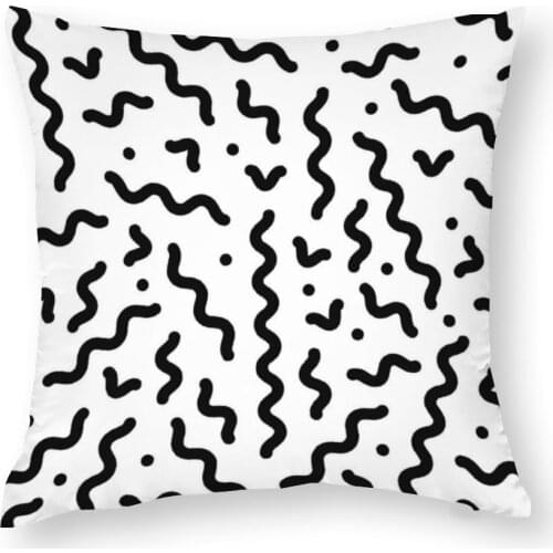 Retro memphis pattern seamless background black vector Decorative Solid Color Cushion Covers Cotton sofa Throw Pillow Cover Case