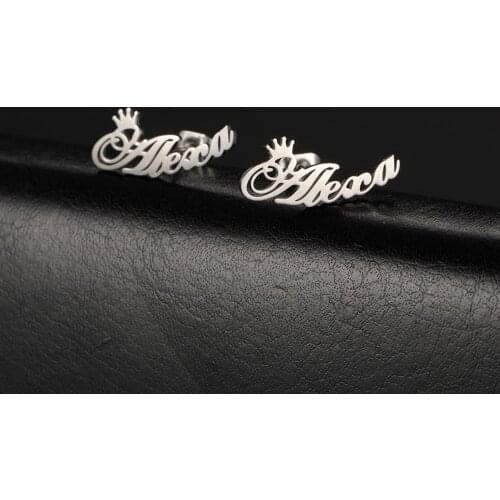 Skyrim Custom Earrings Stainless Steel Personalized Name Letter Stud Earring Customized Wedding Party Jewelry for Women Girls