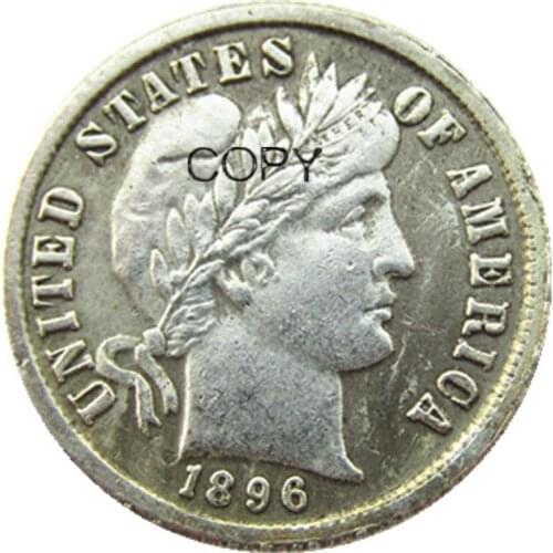US Barber Dime 1896 P/S/O Silver Plated Copy Coins