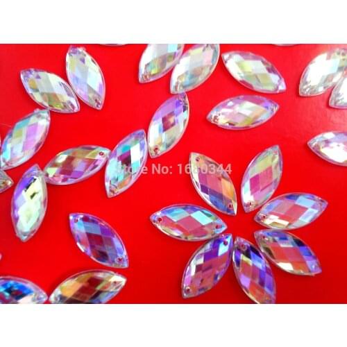 Sew on stones crystal Clear AB colour rhinestones Navette shape 9*20mm gemstones hand sewing for dress 100pcs/lot