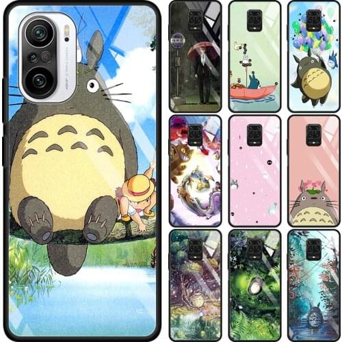 Studio Ghibli Spirited Away Totoro Transparent Glass Case For Redmi Note 9S 9 8 Pro 8T 7 9C 9S 6A 10 K40 K30 9T 8A Bumper