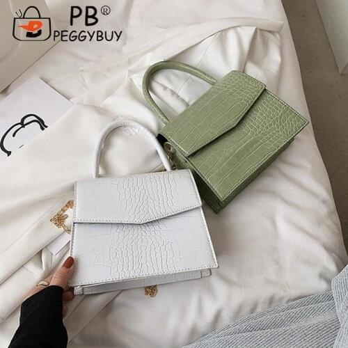 Women Messenger Bag Fashion Solid Color Alligator Pattern PU Leather Chain Purse Girls Brief Flap Womens Casual Bags